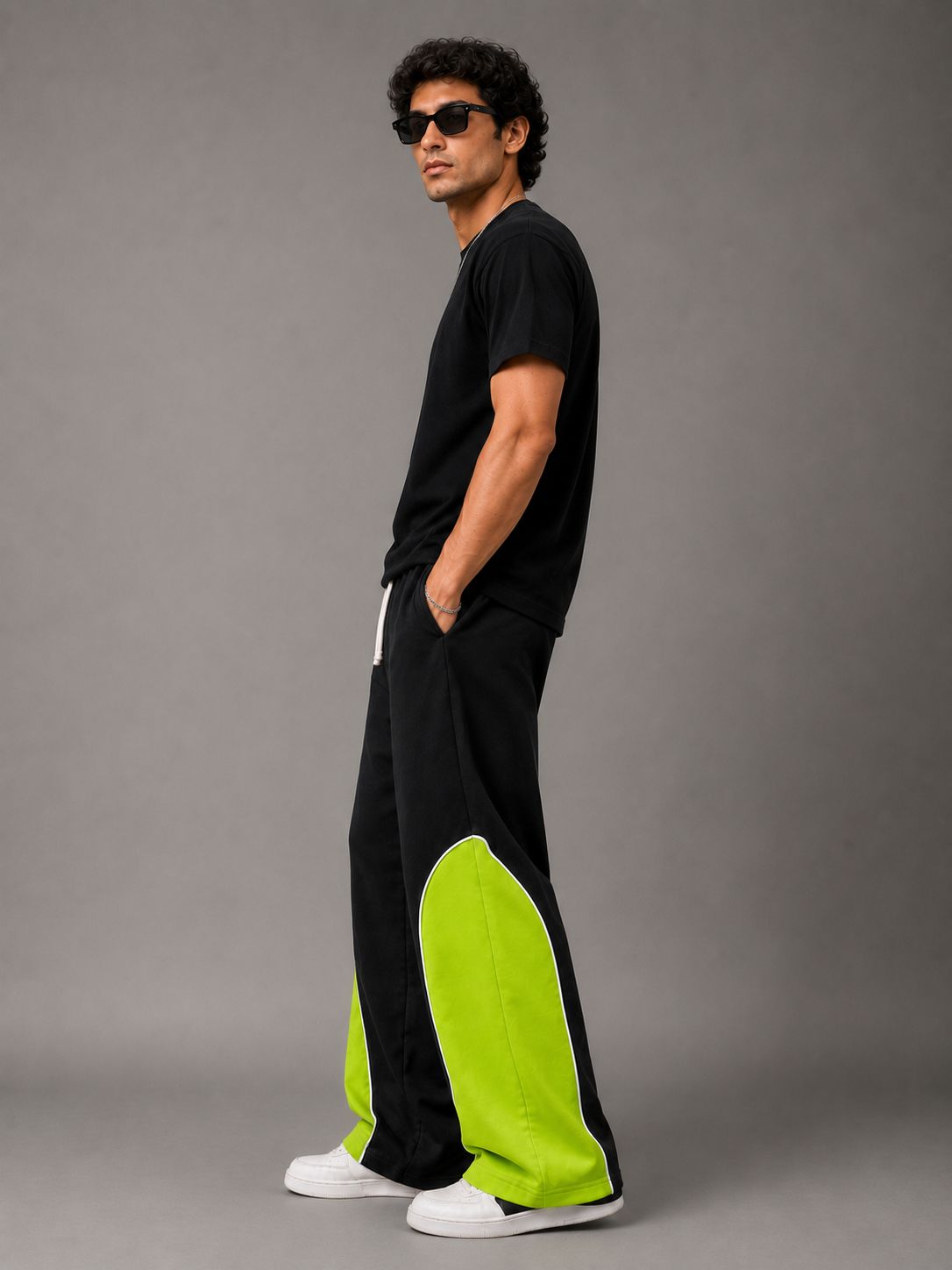MOSAJC Volt Panel Trackpants – 280 GSM Cotton Fleece ( Neon)-4
