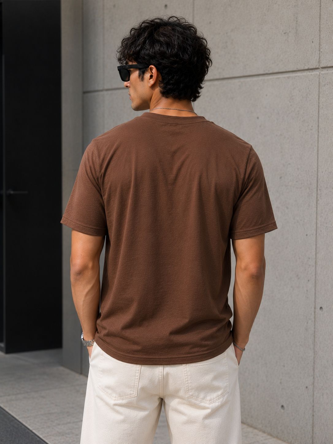 Men’s Solid Brown Cotton T-Shirt-4