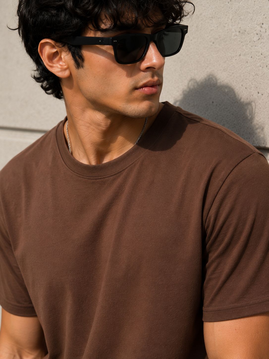 Men’s Solid Brown Cotton T-Shirt-3
