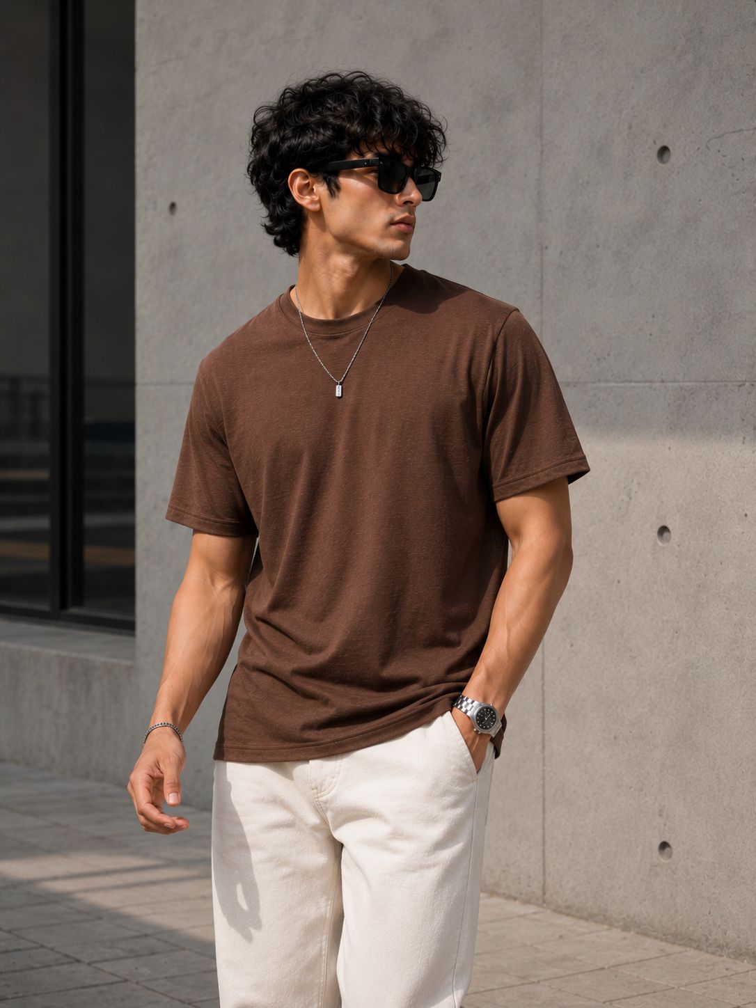 Men’s Solid Brown Cotton T-Shirt