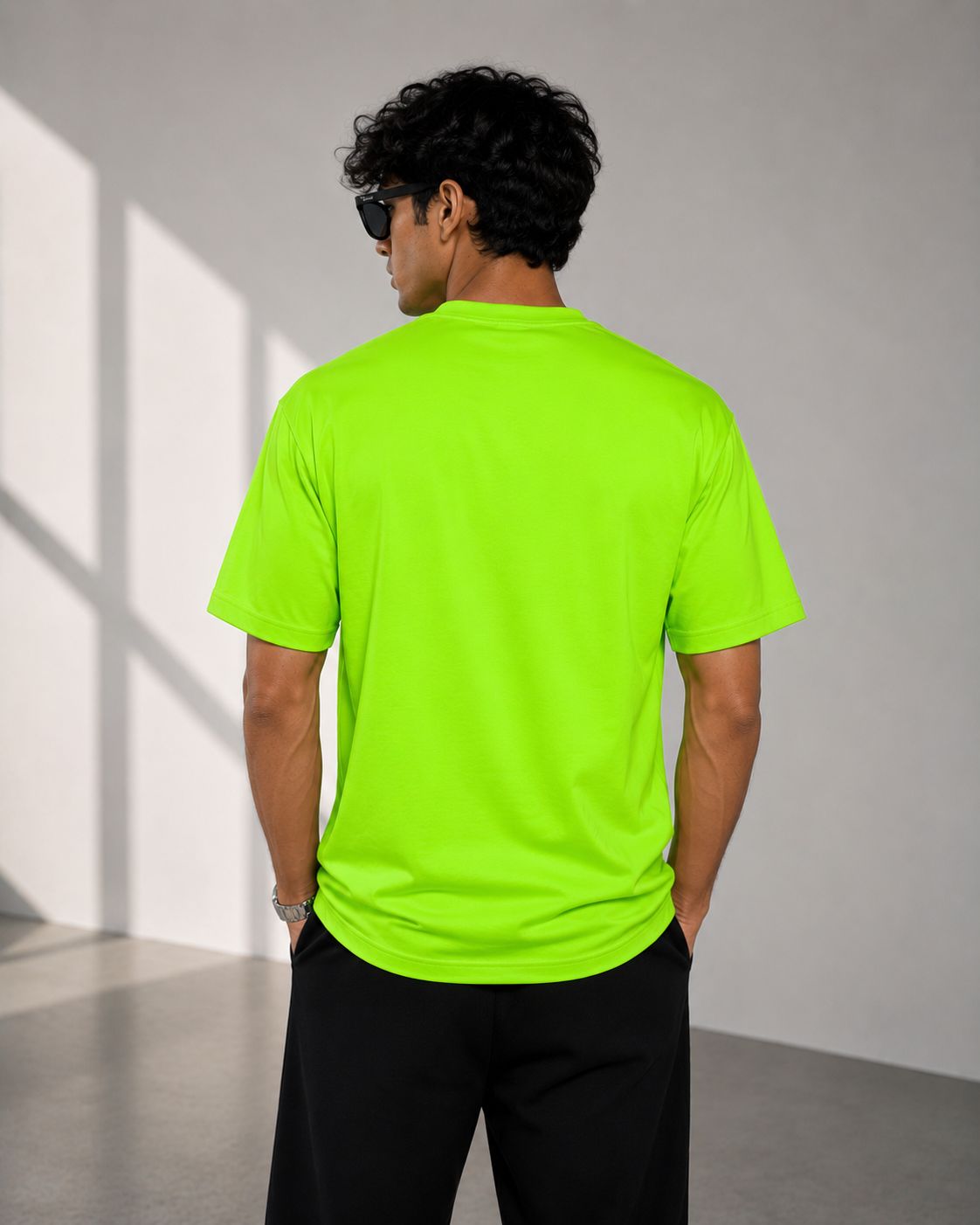 Mosajc Core Essential Regular Fit T-Shirt – Neon Green | 180 GSM-4