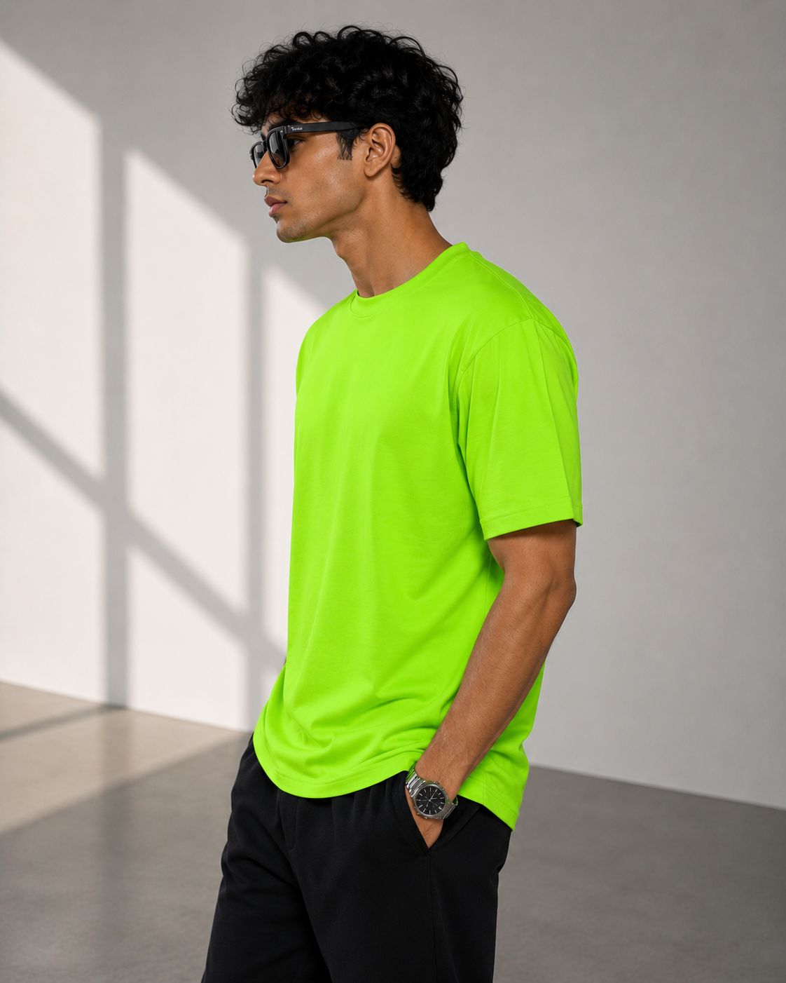 Mosajc Core Essential Regular Fit T-Shirt – Neon Green | 180 GSM-3