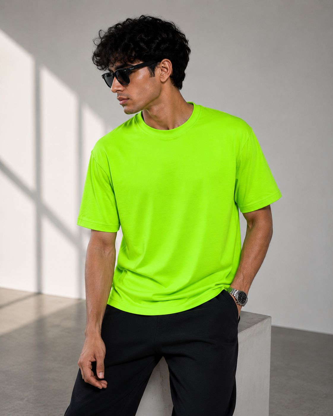Mosajc Core Essential Regular Fit T-Shirt – Neon Green | 180 GSM