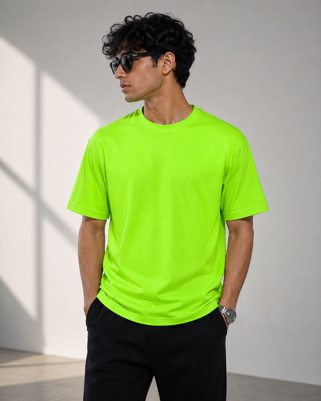 Mosajc Core Essential Regular Fit T-Shirt – Neon Green | 180 GSM