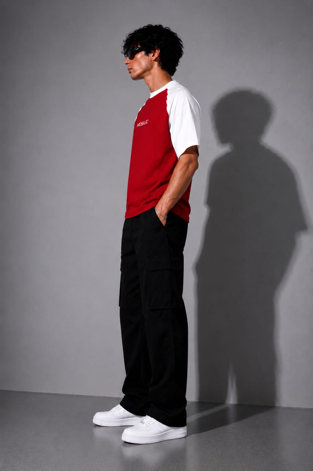 Crimson Raglan Oversized T-Shirt – 260 Gsm Red/White-3