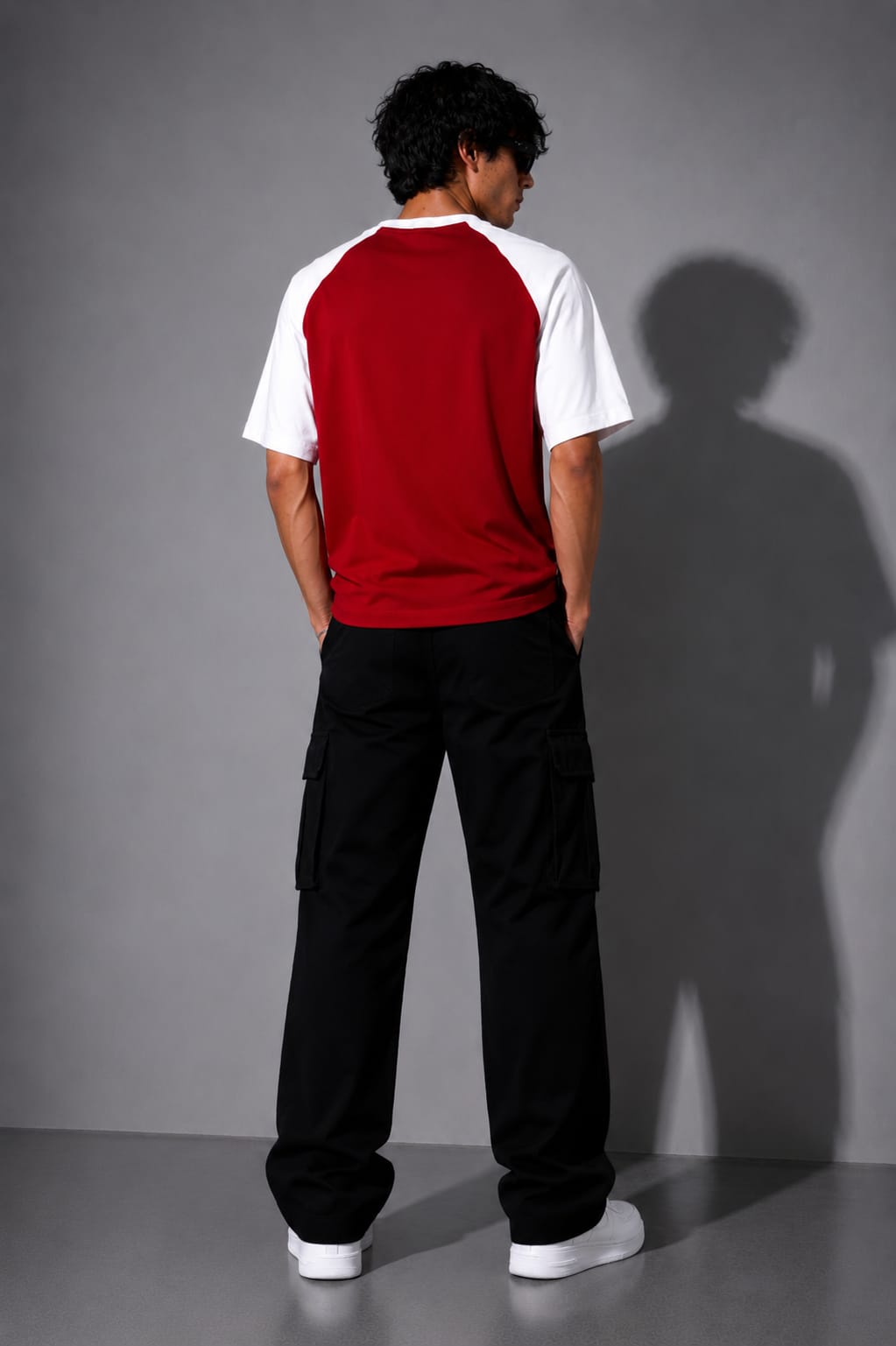 Crimson Raglan Oversized T-Shirt – 260 Gsm Red/White-4