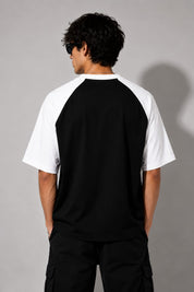 Signature Raglan Oversized T-Shirt – White/Black| 260 GSM French Terry Cotton | MOSAJC