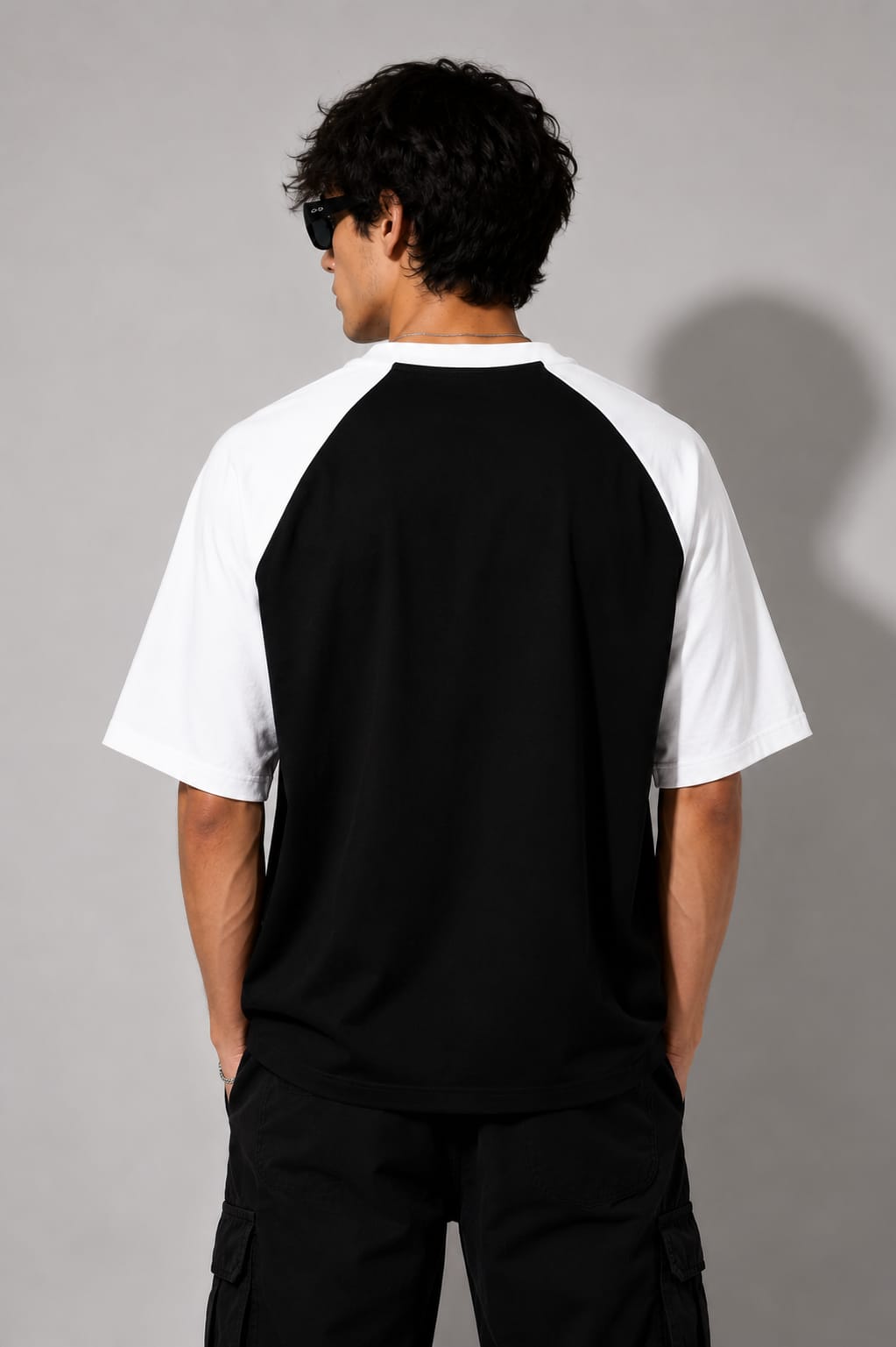 Signature Raglan Oversized T-Shirt – White/Black| 260 GSM French Terry Cotton | MOSAJC-5