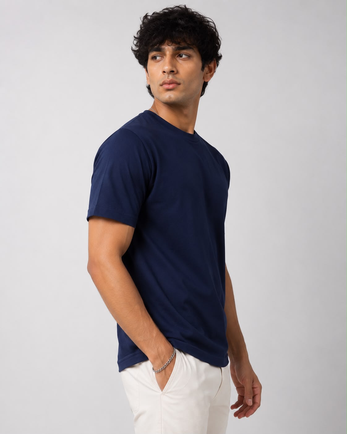 Solid Crew Neck T-Shirt – Regular Fit | Navy Blue