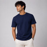 Solid Crew Neck T-Shirt – Regular Fit | Navy Blue