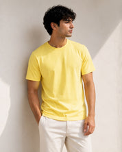 Mosajc Solis Essential Regular Fit T-Shirt – Lemon Yellow | 180 GSM Premium Cotton