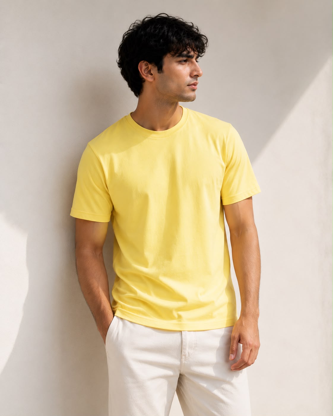 Mosajc Solis Essential Regular Fit T-Shirt – Lemon Yellow | 180 GSM Premium Cotton