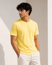 Mosajc Solis Essential Regular Fit T-Shirt – Lemon Yellow | 180 GSM Premium Cotton