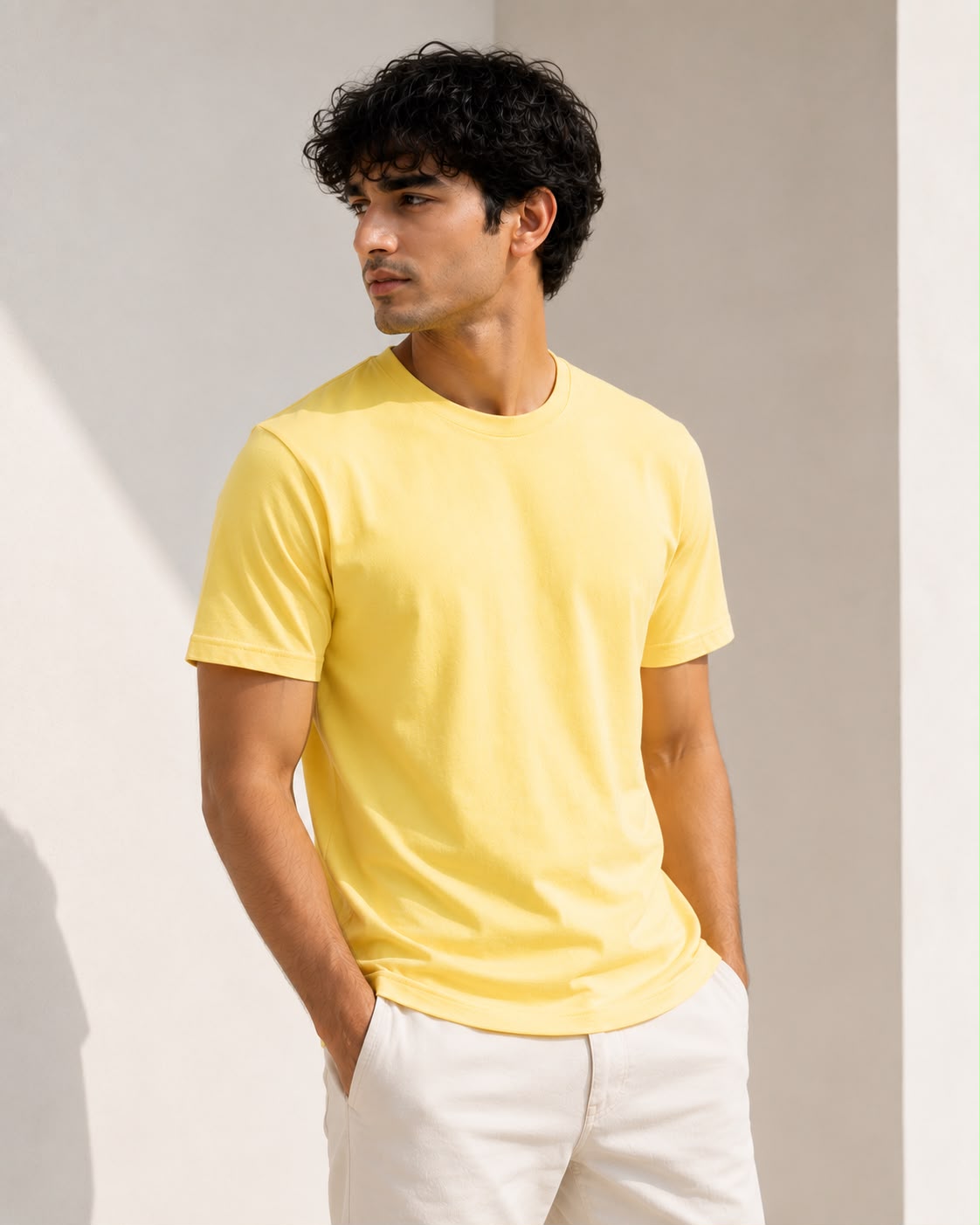 Mosajc Solis Essential Regular Fit T-Shirt – Lemon Yellow | 180 GSM Premium Cotton