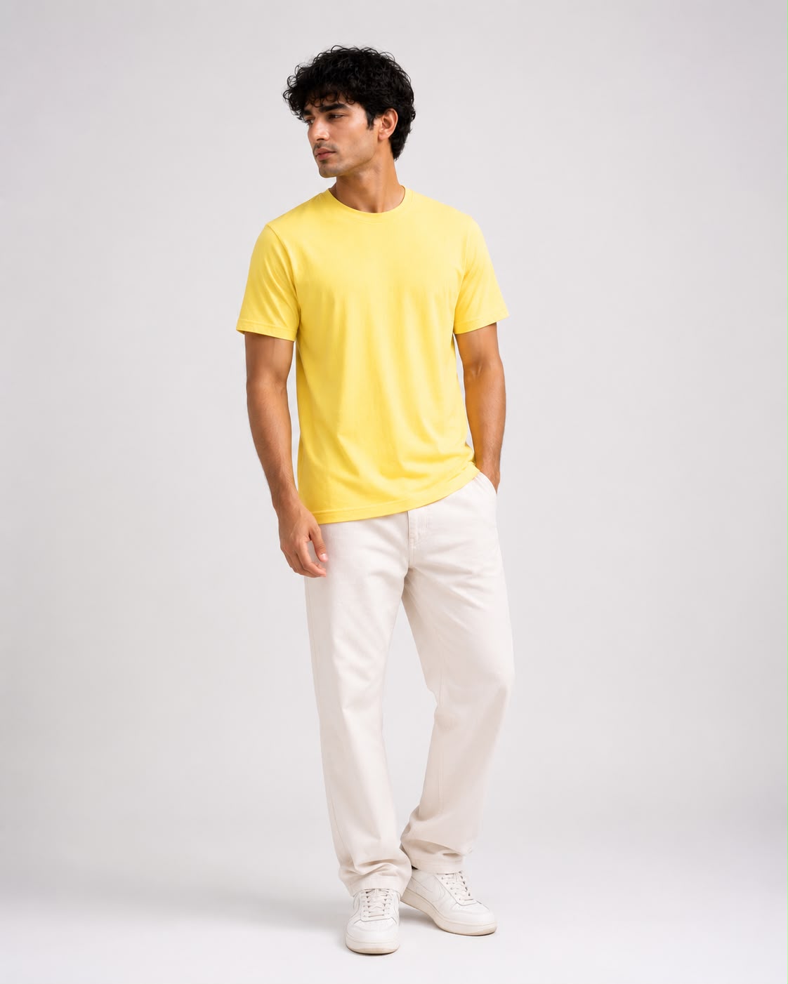 Mosajc Solis Essential Regular Fit T-Shirt – Lemon Yellow | 180 GSM Premium Cotton-3
