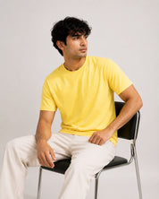 Mosajc Solis Essential Regular Fit T-Shirt – Lemon Yellow | 180 GSM Premium Cotton