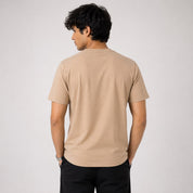 Mosajc Terra Essential Regular Fit T-Shirt – Sand Beige | 180 GSM Premium Cotton