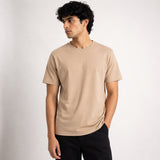 Mosajc Terra Essential Regular Fit T-Shirt – Sand Beige | 180 GSM Premium Cotton