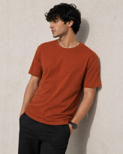 Rust Brown Regular Fit Cotton T-Shirt – 180 GSM