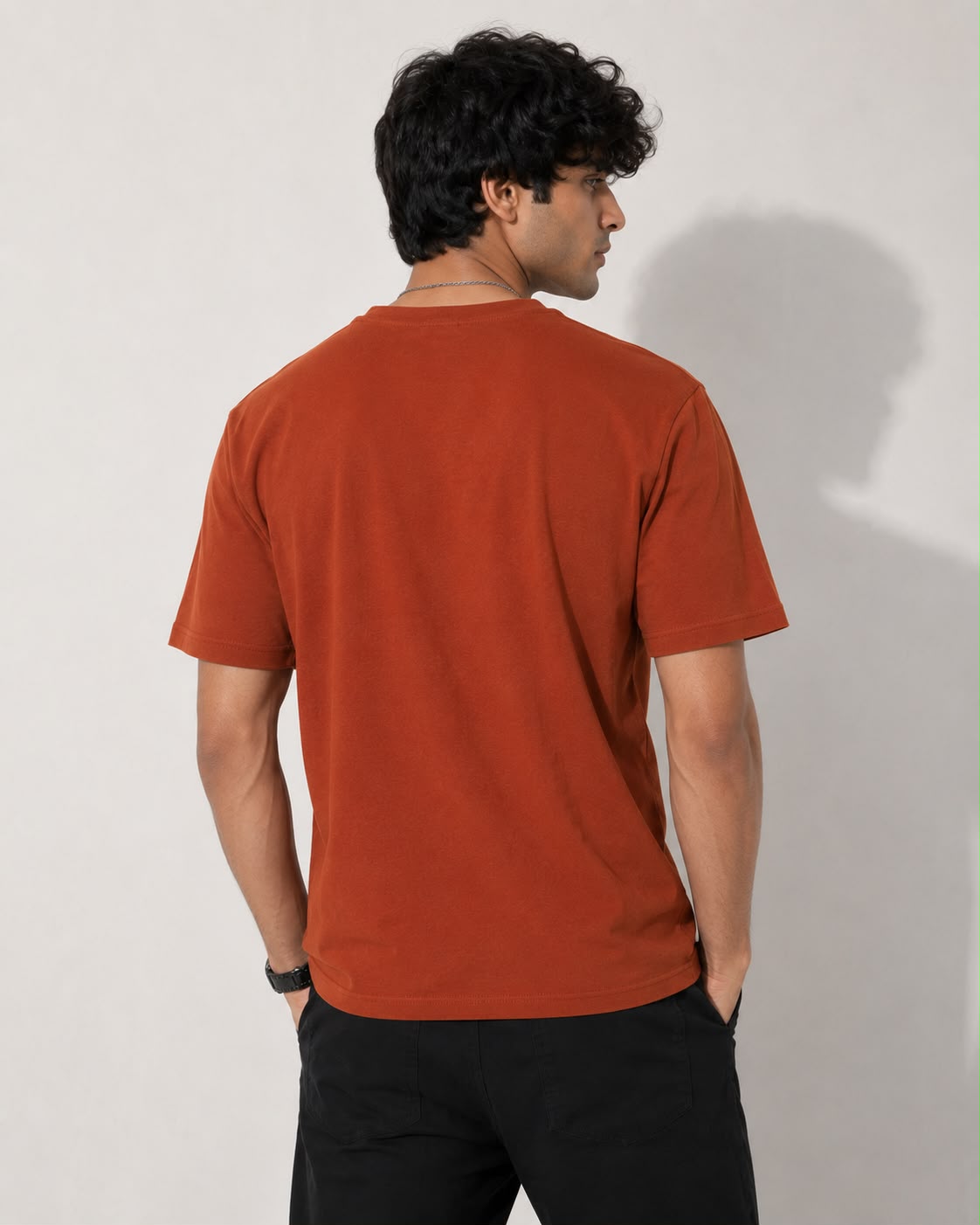 Rust Brown Regular Fit Cotton T-Shirt – 180 GSM-3