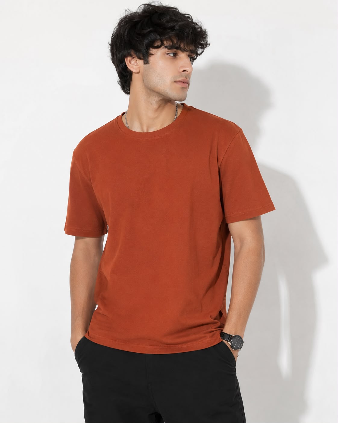 Rust Brown Regular Fit Cotton T-Shirt – 180 GSM