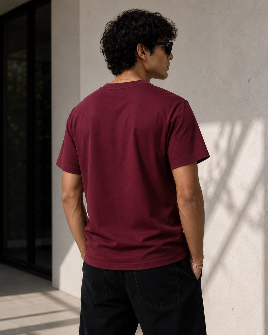 Men’s Solid Maroon Cotton T-Shirt-3