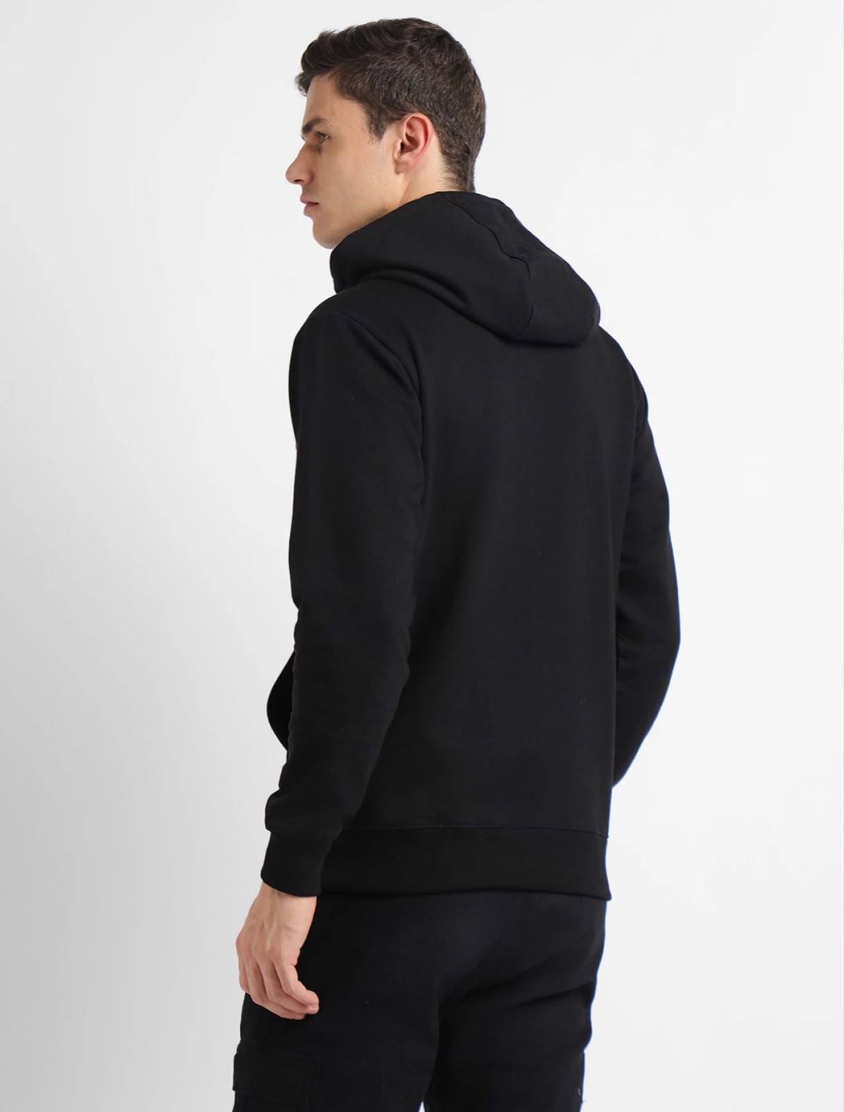Solid Black Zipper Hoodie