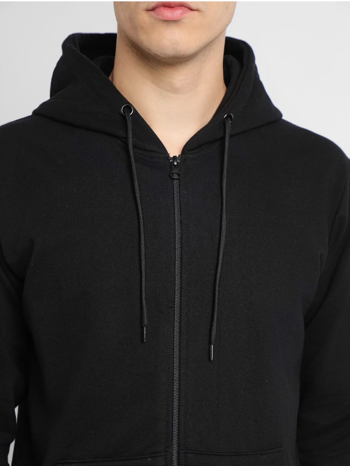 Solid Black Zipper Hoodie