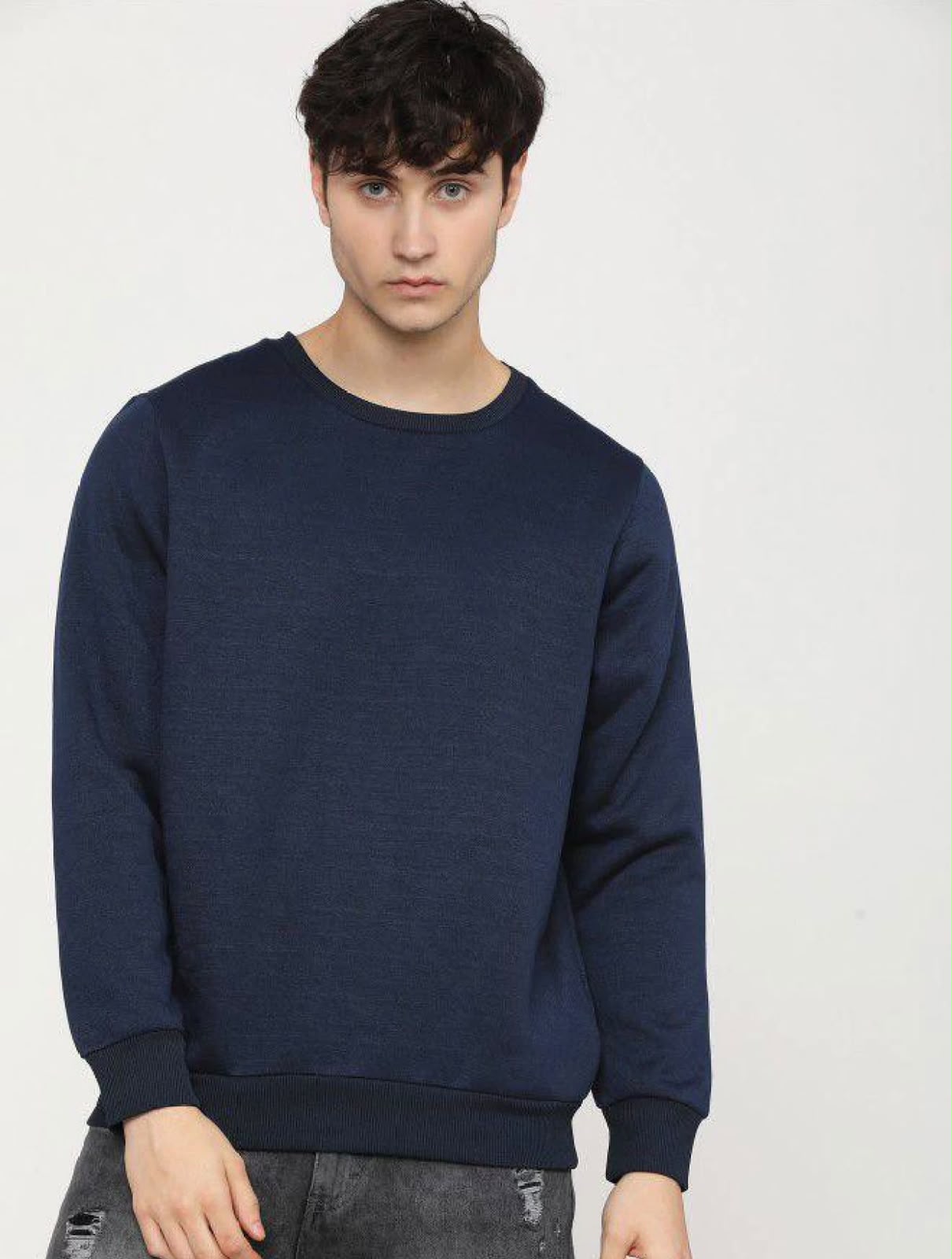 Midnight Navy Blue Solid Sweatshirt