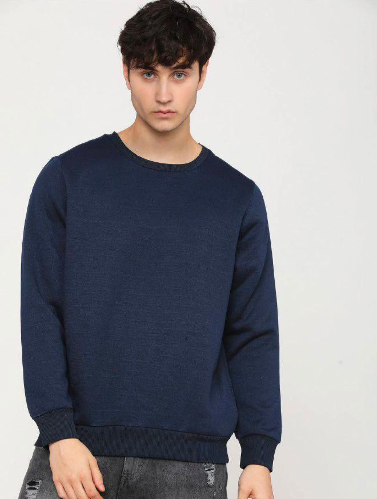 Midnight Navy Blue Solid Sweatshirt