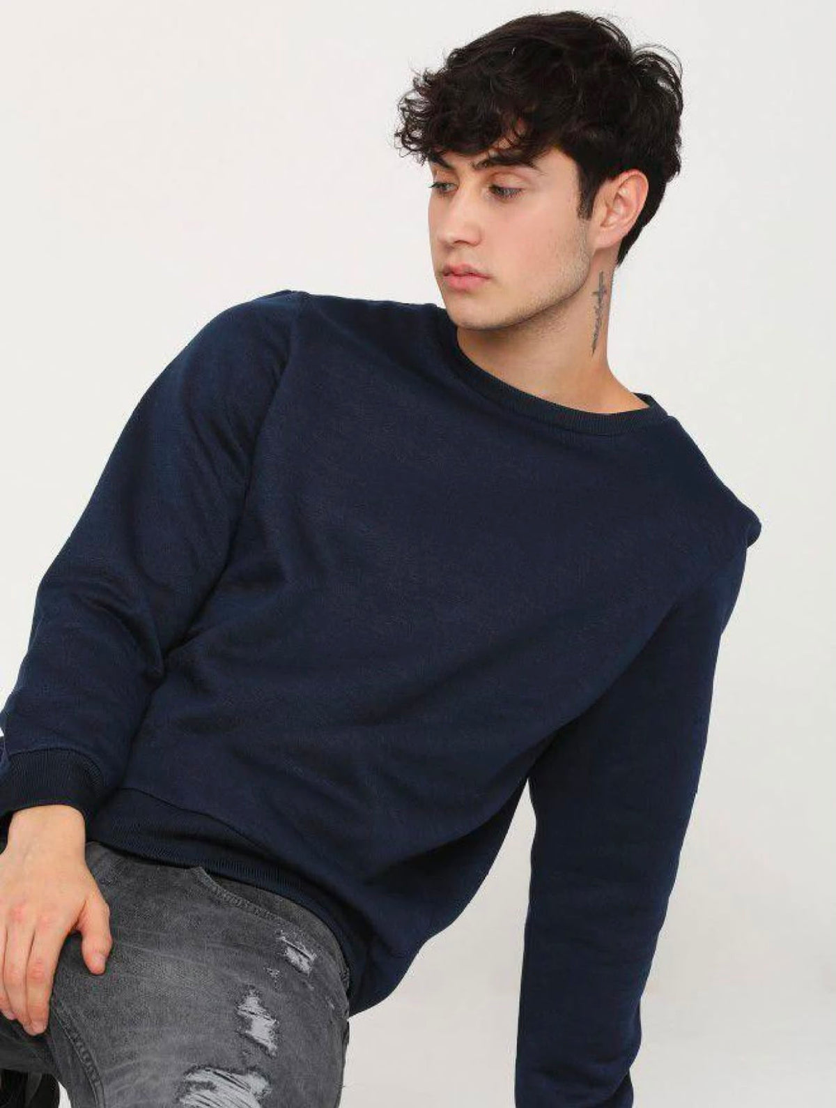 Midnight Navy Blue Solid Sweatshirt