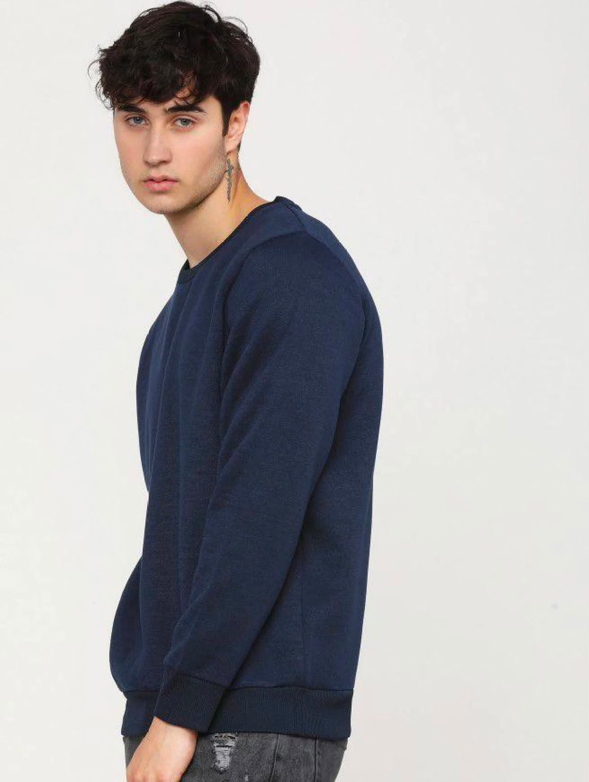 Midnight Navy Blue Solid Sweatshirt-3