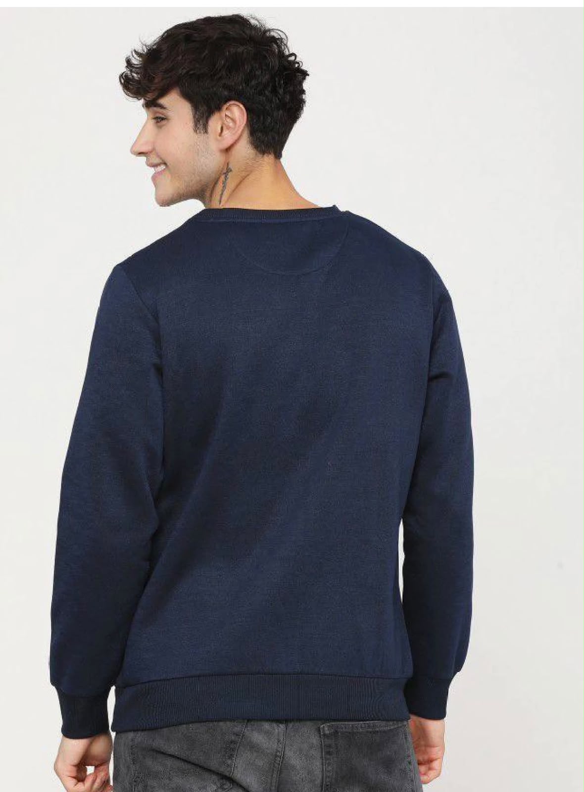 Midnight Navy Blue Solid Sweatshirt-4