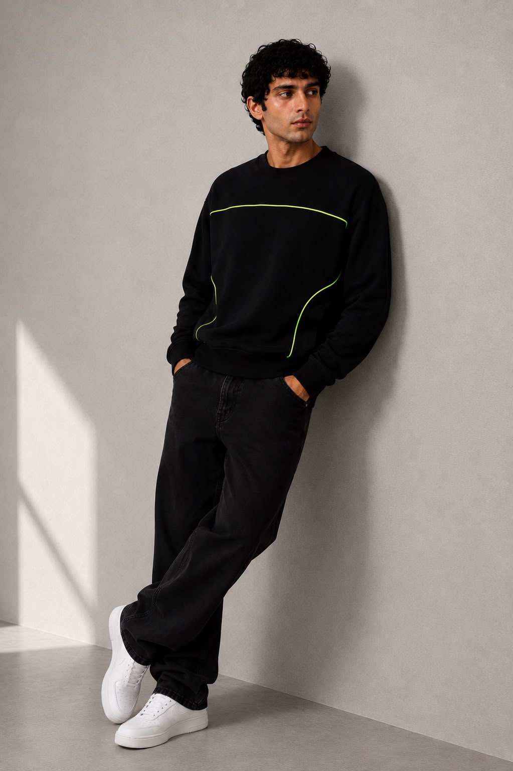 Neon Circuit Oversized Sweatshirt - Black-2
