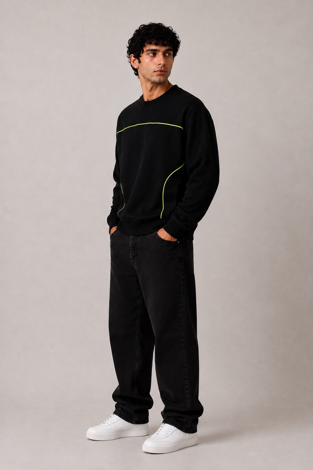 Neon Circuit Oversized Sweatshirt - Black-4
