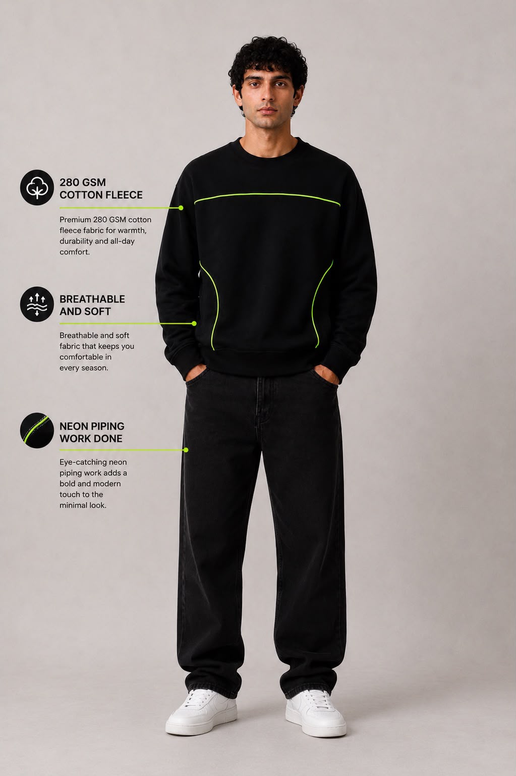 Neon Circuit Oversized Sweatshirt - Black-5