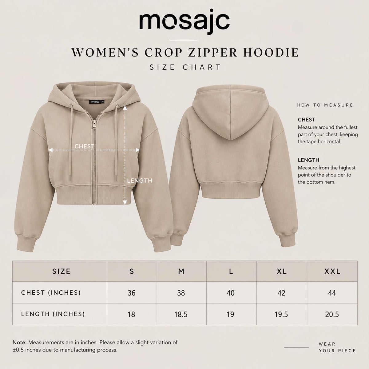 MOSAJC Core Beige Cropped Zip-Up Hoodie-4
