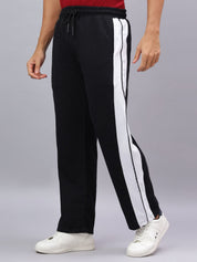 Black Dual Stripe Relaxed Fit Track Pants