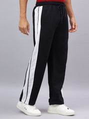 Black Dual Stripe Relaxed Fit Track Pants