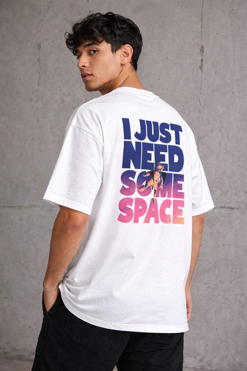 Need Some Space Oversized Graphic T-Shirt-3