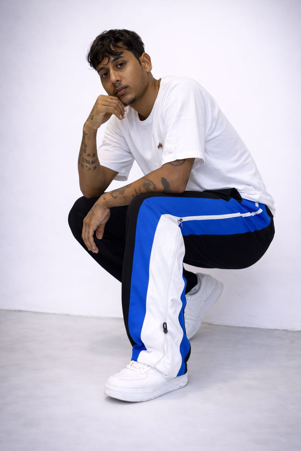Velocity Blue Zip Panel Track Pants – Black with Blue/White Panel-8