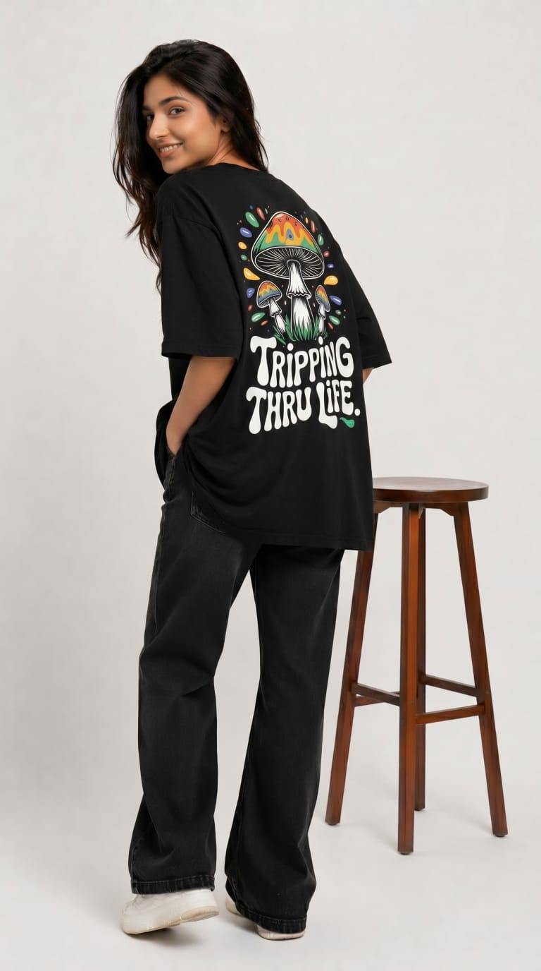 Tripping Thru Life Oversized Graphic T-Shirt-3