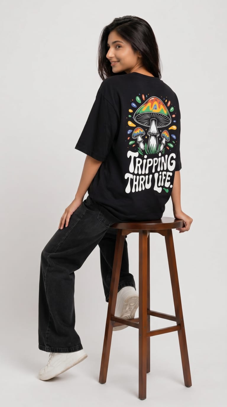 Tripping Thru Life Oversized Graphic T-Shirt
