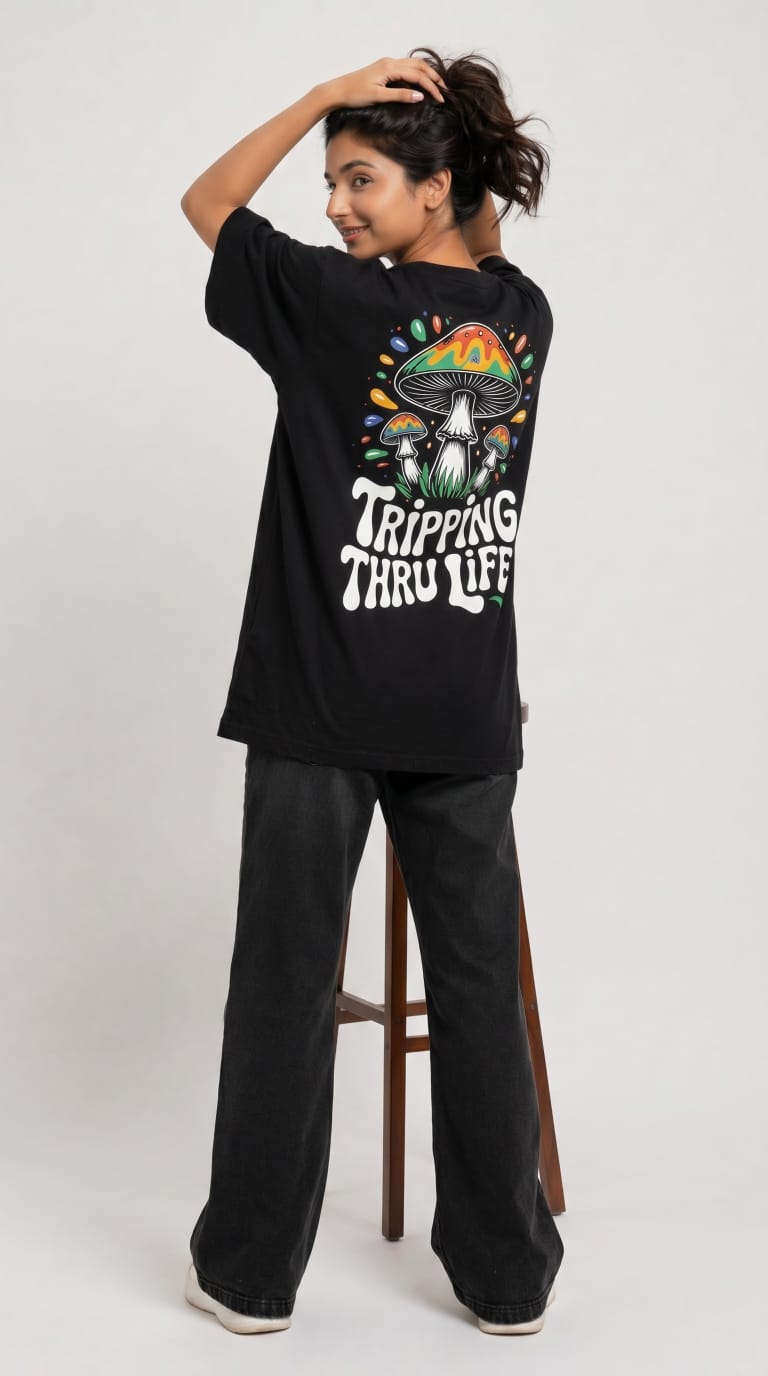 Tripping Thru Life Oversized Graphic T-Shirt-4
