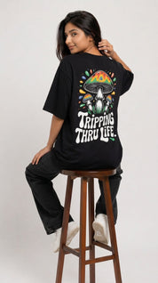 Tripping Thru Life Oversized Graphic T-Shirt