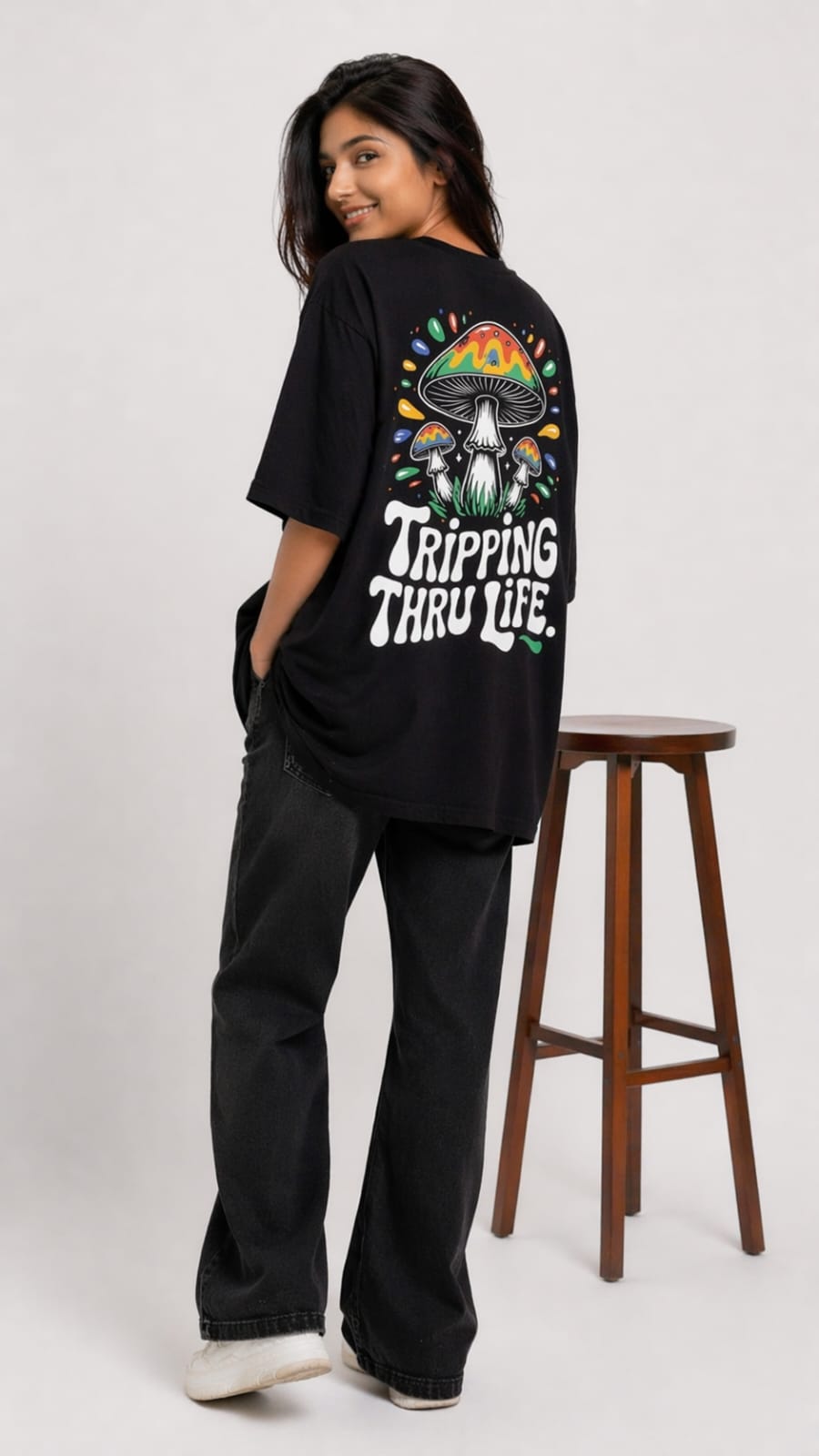 Tripping Thru Life Oversized Graphic T-Shirt-6