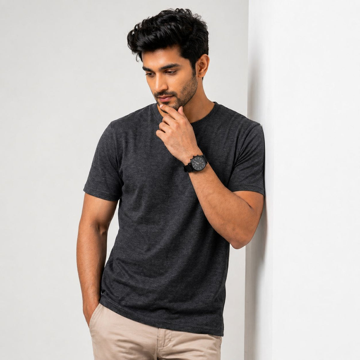 Core Solid T-Shirt – Regular Fit | Charcoal