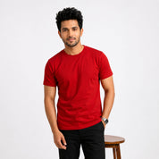 Men’s Solid Red Cotton T-Shirt