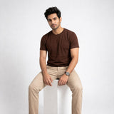Men’s Solid Brown Cotton T-Shirt