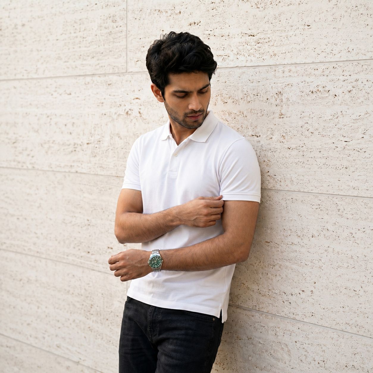 Pure White Relaxed Fit Polo Tee